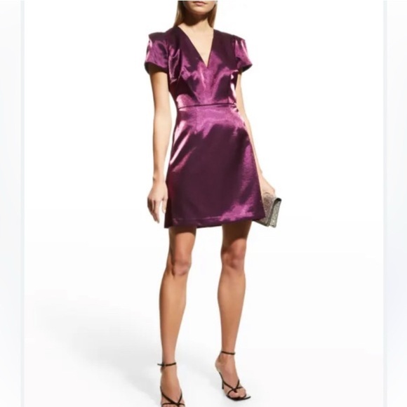 New Milly Atalie Glazed Poly ShimmeringMini Dress Amethyst Size‎ 8